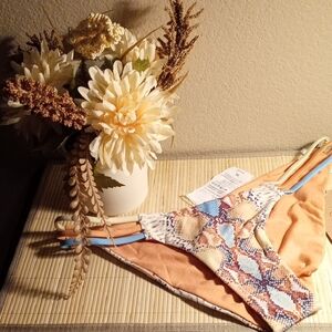NWT Niyama Sol Multicolor Snakeskin Reversible Bikini Bottom, M, Color Anaconda